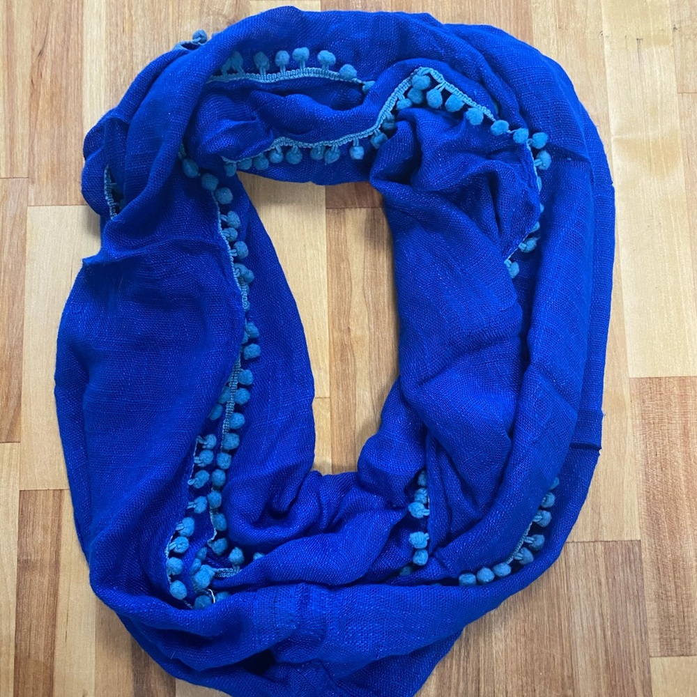 J. Crew Royal Blue Pom-Pom Scarf